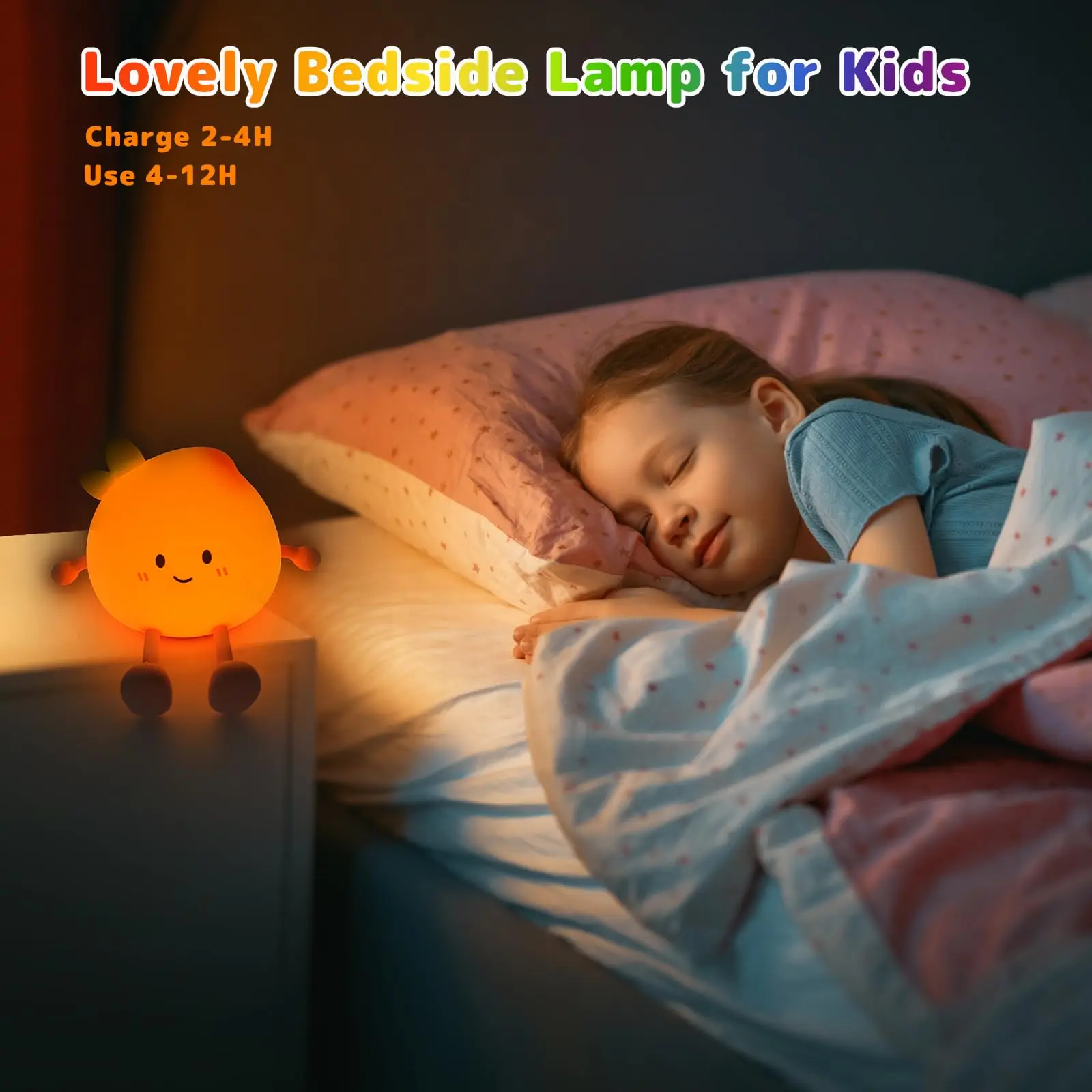 

Night Light For Kids Cute Peach Soft Silicone Nursery Lamp 7 Colors Dimmable Touch Control Pat Light Bedside Kid Baby Nightlight