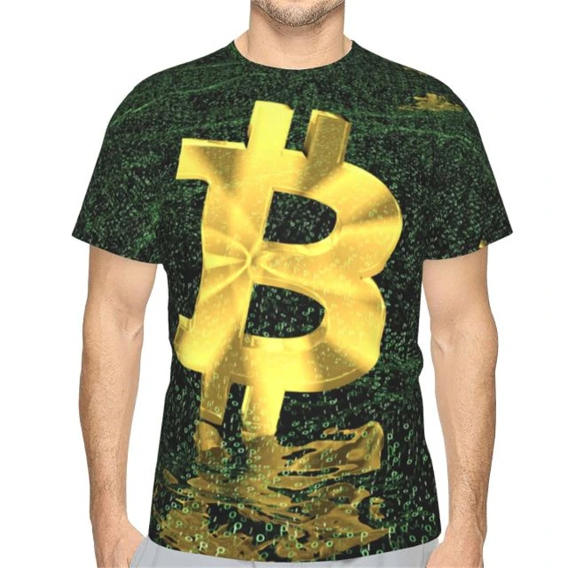 Bitcoin 3D Print T-Shirt Men Summer T Shirt Clothing Fashion Street Tees Flesh Pattern Oversized Male Short Sleeve Trendy Tops