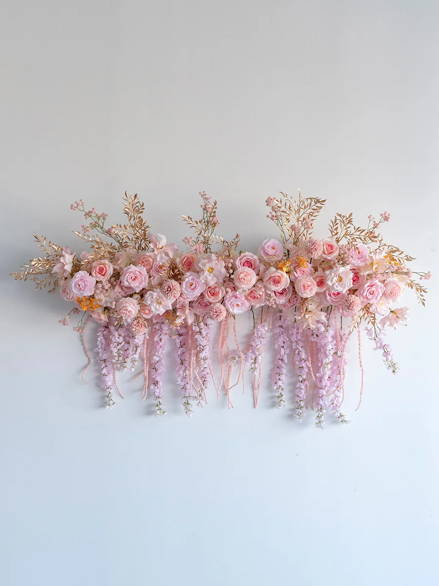 Wall decoration hanging flower row flower arrangement, wedding simulated flower commercial hotel KTV wall arrangement