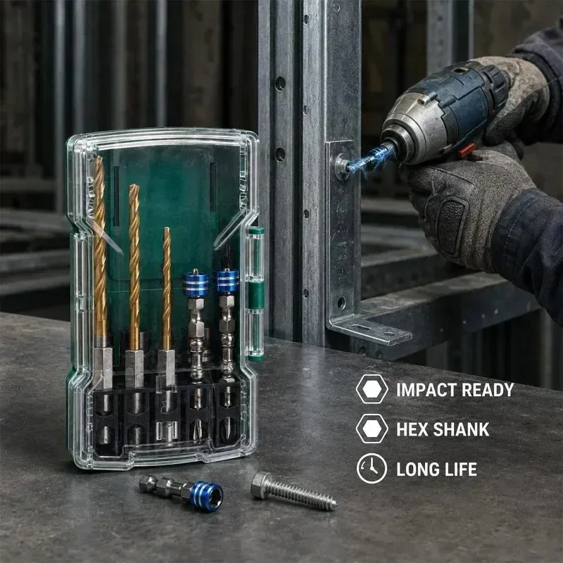 10Pcs/set Impact Driver Bit Set Magnetic Hex Shank S2 Steel Electric Drill Bits Home Repair Furniture Assembly Power Tool Kit