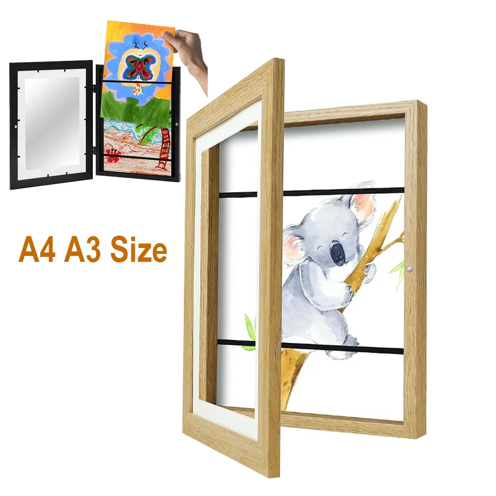 A3 A4 Children Art Frames Magnetic Front Open Changeable Kids Frame for Poster Photo Drawing Paintings Pictures Display