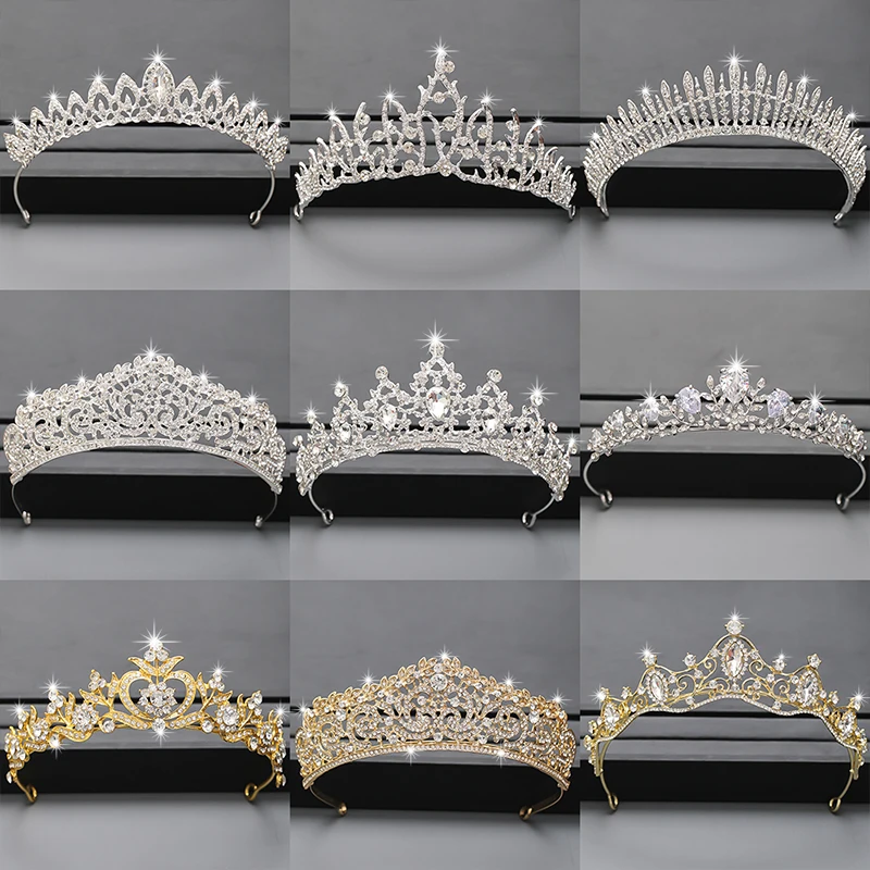 Silver Color Crown and Tiara Hair Accessories For Women Wedding Accessories Crown For Bridal Crystal Rhinestone Tiara Diadema