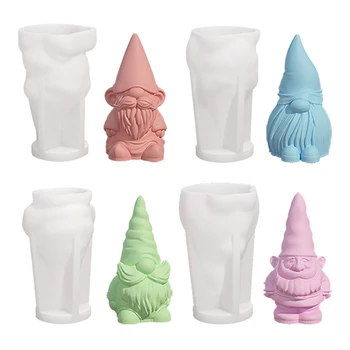 Faceless Dwarf Silicone Molds 3D Santa Claus Scented Candle Plaster Soap Resin Crafts…
