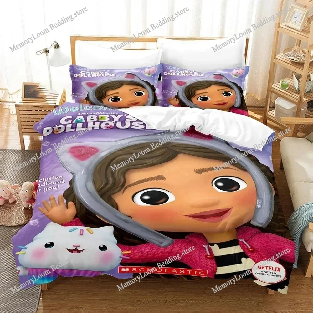 

3D Printed Anime Gabby Dollhouse Bedding Set Boys Girls Twin Queen Size Duvet Cover Pillowcase Bed Kids Adult Home Textileextile