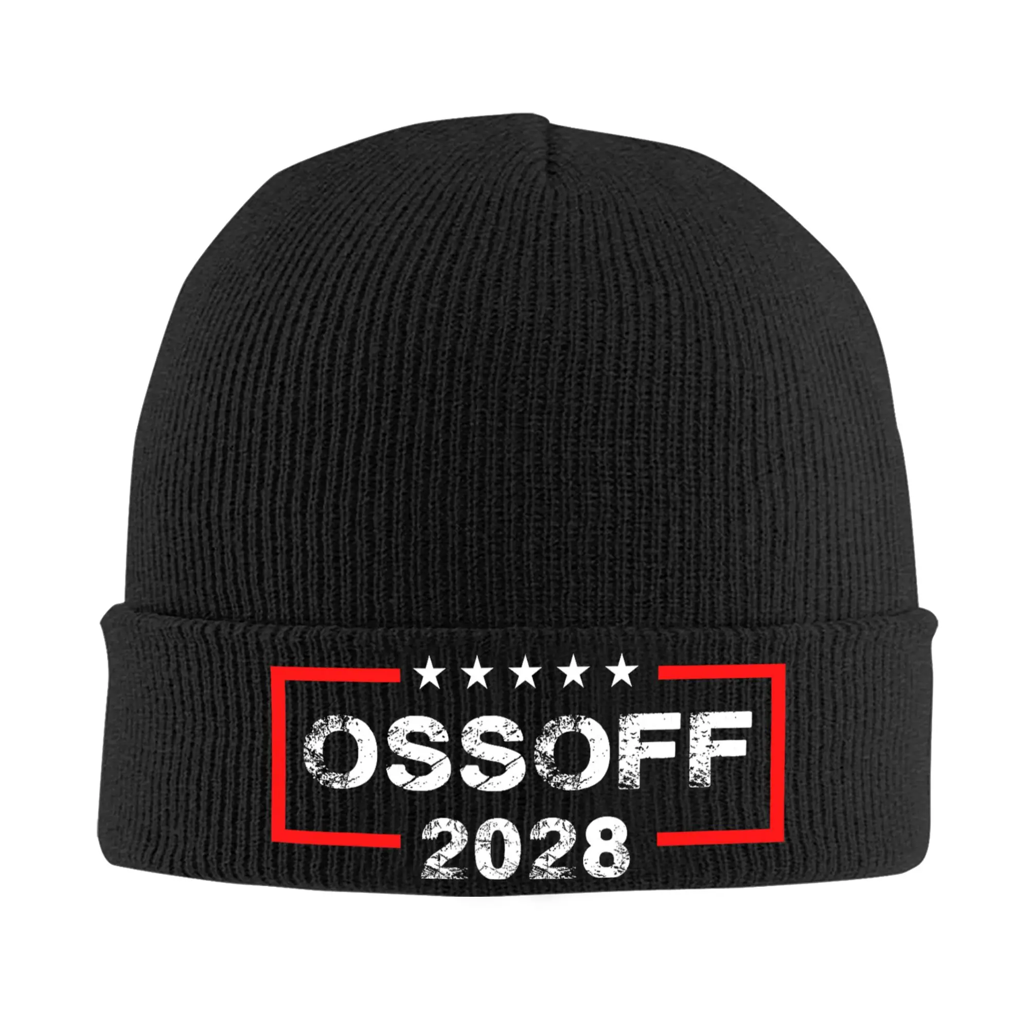 Jon Ossoff 2028 President 48 Election US Flag Democrat Retro Beanie Hats  Bonnet Hats Unisex Adult Trendy Hippie Knitted Hat
