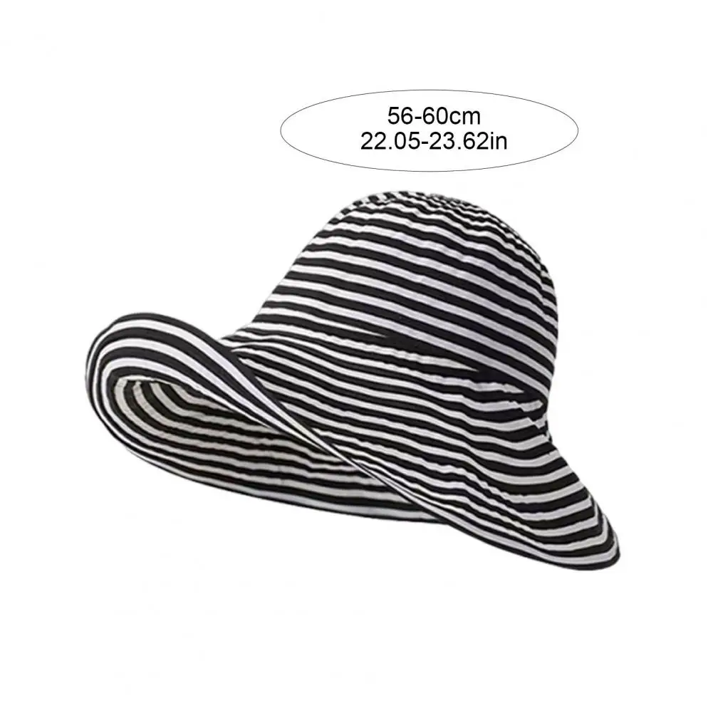 Lightweight Sun Hat Women’s Wide Brim Sun Hat Striped Print Uv Protection Beach Hat Lightweight Breathable Summer Basin