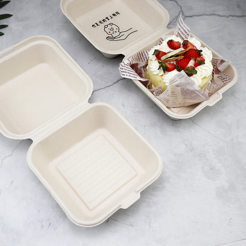 50pcs Disposable Eco-Friendly Bento Box Meal Storage Food Prep Lunch Box Fruit Salad Hamburger Cake Packaging Box Writable