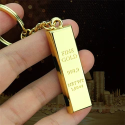 Creative Luxury Gold Bar Keychain Retro Mini Alloy Solid Color Rectangular Key Ring Bag Pendant Car Key Holder Jewelry Gift