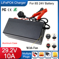 29.2V 10A LiFePO4 Smart Charger 24V 10A Lithium iron Cells AC110/220V For 8S 24V 25.6V Lifepo4 battery pack Fast&Safe Charging