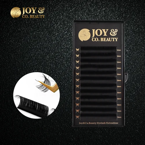 JoyCo-extensión de pestañas coreana Pbt, pestañas individuales de seda, 0,03-0,15, volumen negro mate Premium, maquillaje de Cosplay, pestañas clásicas