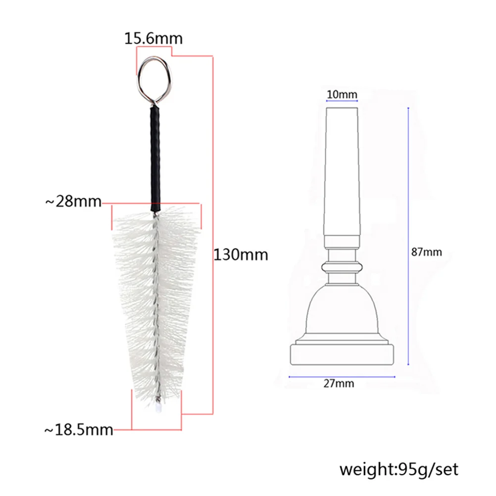 

Silver Plated Metal Trumpet Mouthpiece Bullet Shape Set Easy Blow Clear Smooth Tone Cleaning Brush for Professionals