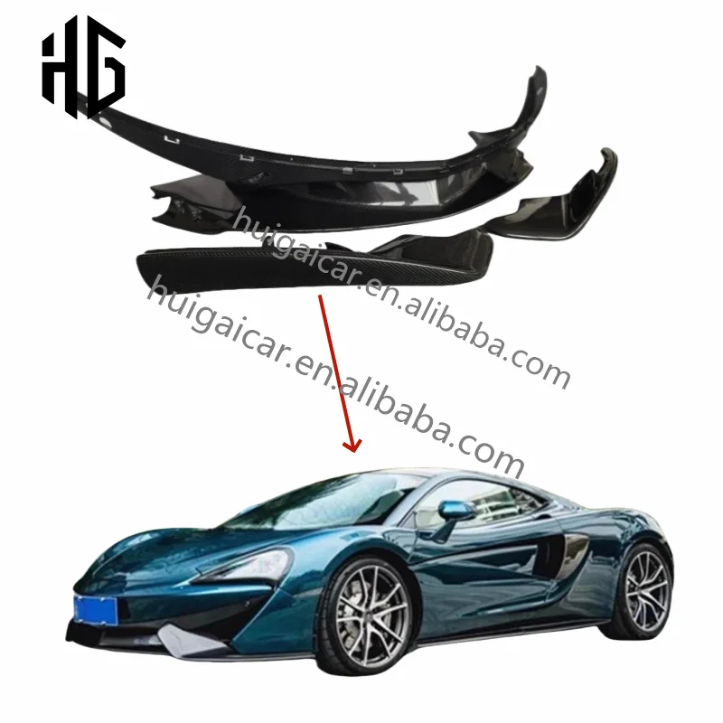 

High Glossy 3k Twill Carbon Fiber OEM Style Front Bumper Splitter Lip Wrap Angle For Mclaren 540 570S Car Bumper Canards Bodykit
