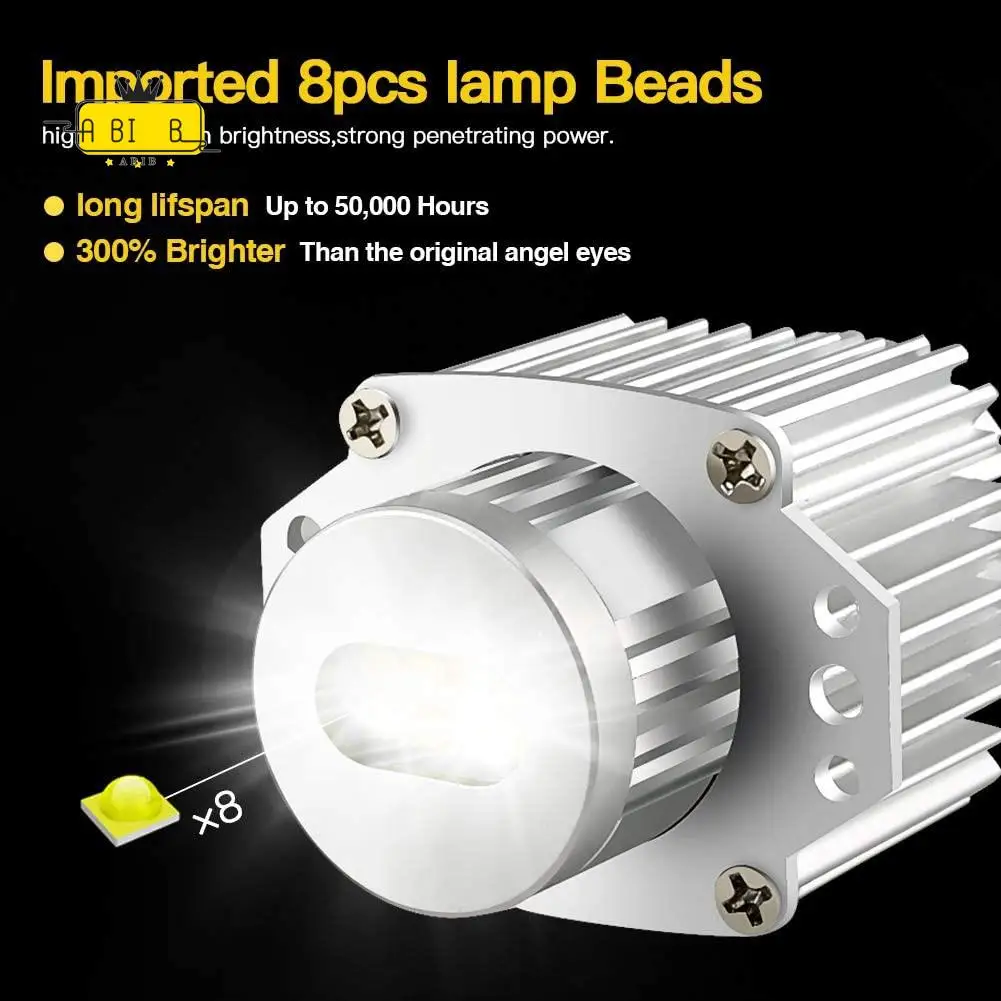 

ABIB -2Pcs Angel Eyes Canbus 80W LED Headlight Marker Light Bulbs Error Free For -BMW E90 E91 3 Series 2005-2008 Super White