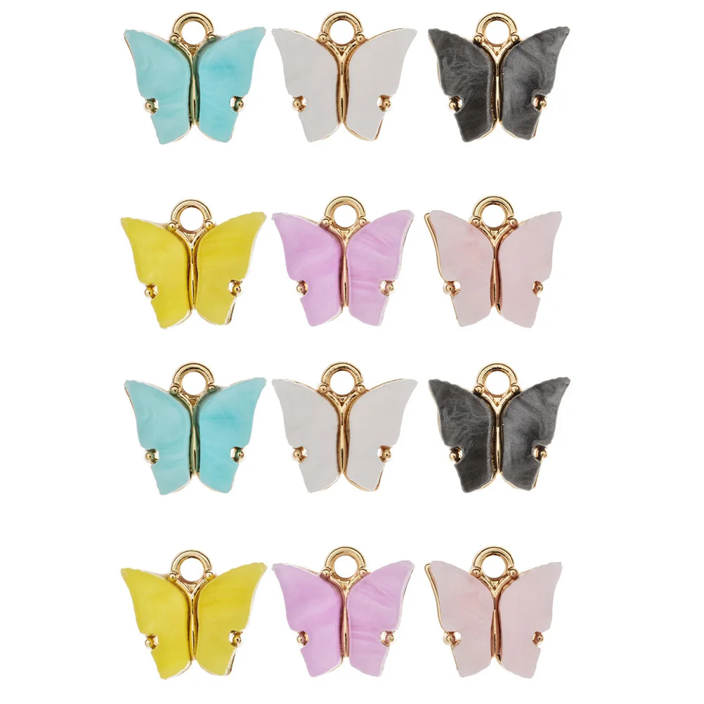 36 قطعة إكسسوارات القلادة المعلقات فراشة DIY بها بنفسك سحر المواد الحرفية اليدوية لصنع المجوهرات القلائد والأساور والأقراط