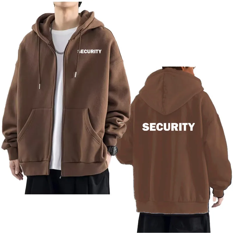 2024 Men's hoodie New security Printing Solid Color Zipper hoodie Long Sleeve Casual Hip hop street Harajuku Sweatshirt cardigan