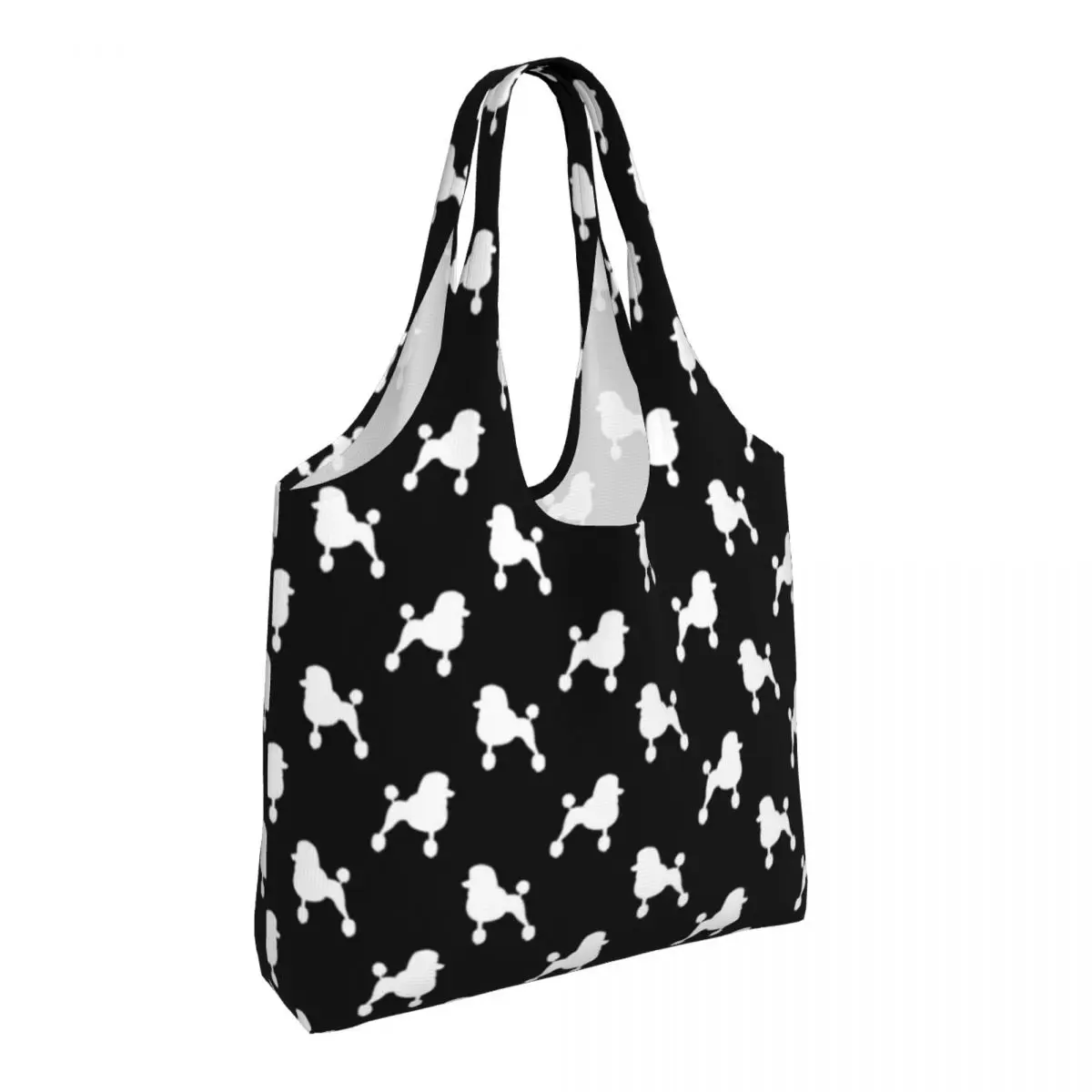 Cute Dog Print Shopping Bag Standard Poodle Silhouette Bulk Stylish Handbag Cloth School Woman Bags