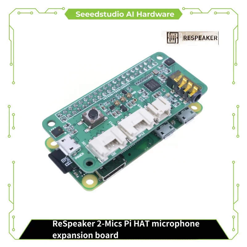 Seeed studio reSpeaker 2-Mics Pi HAT V2.0 dla Raspberry Pi - kodek audio TLV320AIC3104, 2 mikrofony analogowe, 3 diody LED APA102 RGB