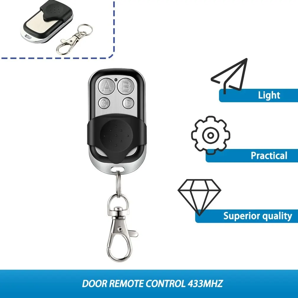 Universal 4 Buttons Garage Door Opener Remote Control 433MHZ Clone Fixed Learning Rolling Code Duplicator Garage