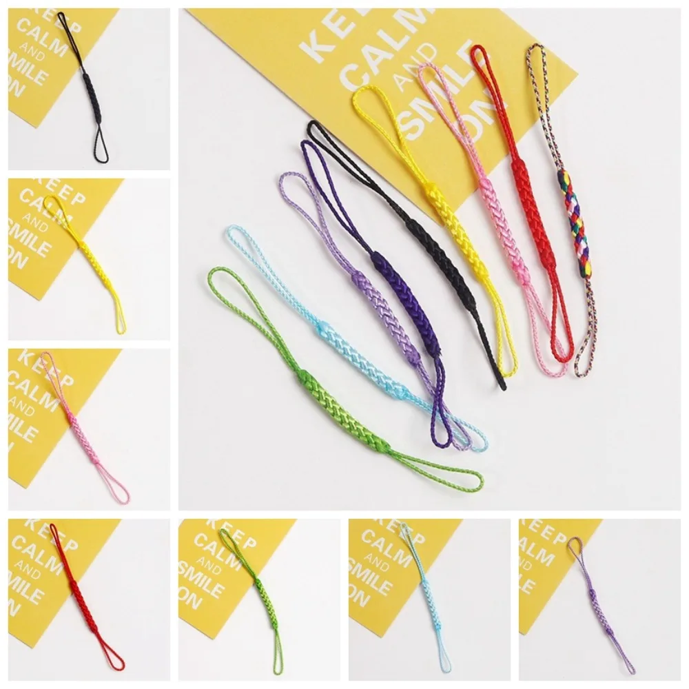 Hand Knitted Diy Phone Rope Key Lanyard Double Ended Phone Strap Braided Solid Color Phone Lanyards Diy Handmade
