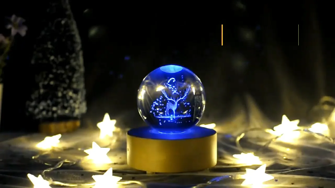 Custom 3D Mini Home Decoration Crystal Ball Music Box for Christmas gift souvenir