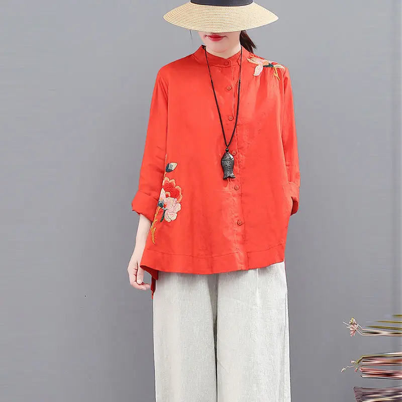 Ethnic Style Vintage Harajuku Embroidery Chinese Tops Women 2022 Spring classical Loose Cotton Coat Tang Suit Female Autumn