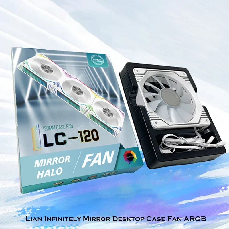 Lian Infinite Mirror 데스크탑 케이스 팬, ARGB 5V 12cm, 정방향 및 역방향 공기 배출구, MB AURA SYNC, 블랙/화이트