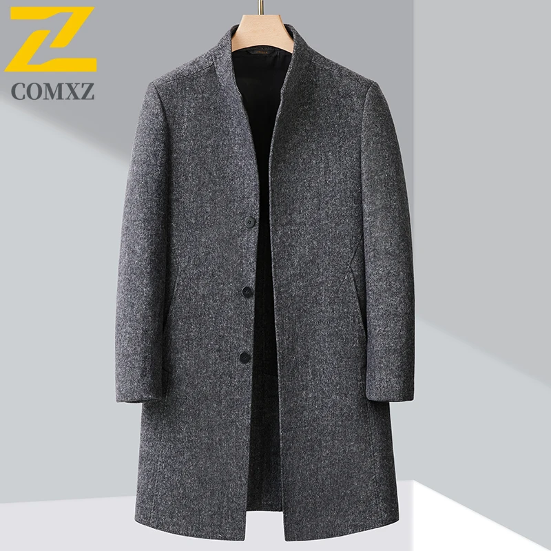 Winter Premium Wool Overcoat Male 2025 Light Luxury Medium Long Styles Business Casual Coat High Fashion Stand Collar TrenchCoat