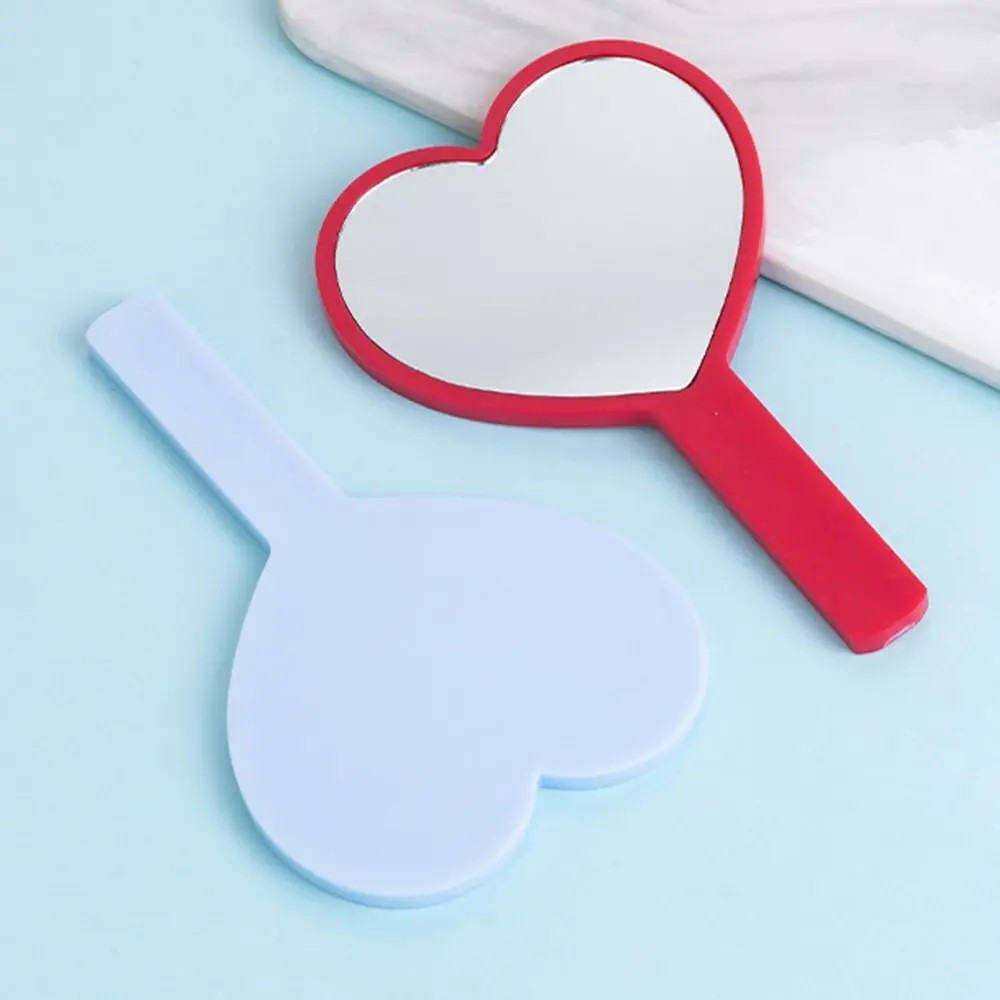 Durable Cute Heart Handle Mirror Sweet Compact Love Makeup Mirror High Definition Personalized Vanity Mirror Dressing