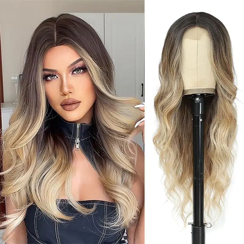 european-and-american-fashion-front-lace-long-wavy-wig-in-a-light-golden-gradient