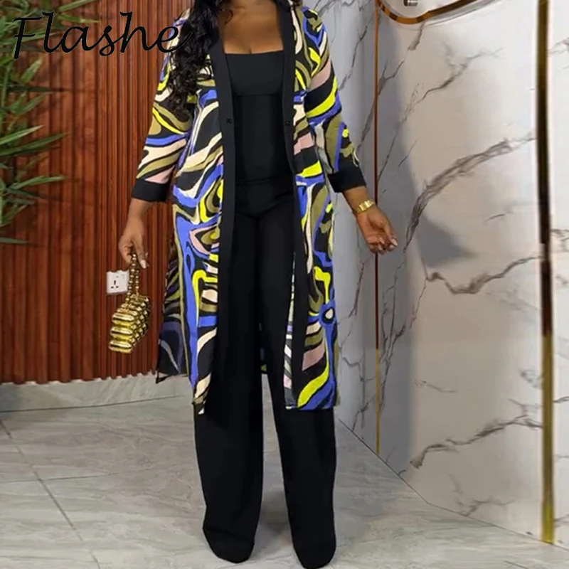 

Винтажный длинный кардиган с принтом, женские модные куртки на пуговицах с рукавами 3/4, верхняя одежда, тонкое пальто, женские топы