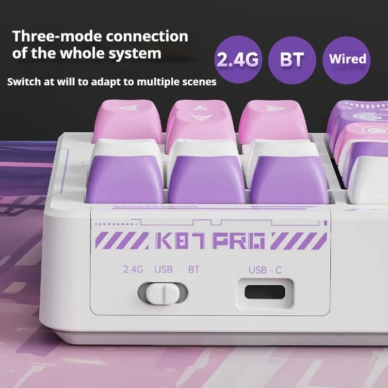 K87 PRO niestandardowa bezprzewodowa klawiatura mechaniczna Anime do gier Bluetooth 2.4G klawiatura przewodowa RGB Hotswap Gamer klawiatura bezdotykowa