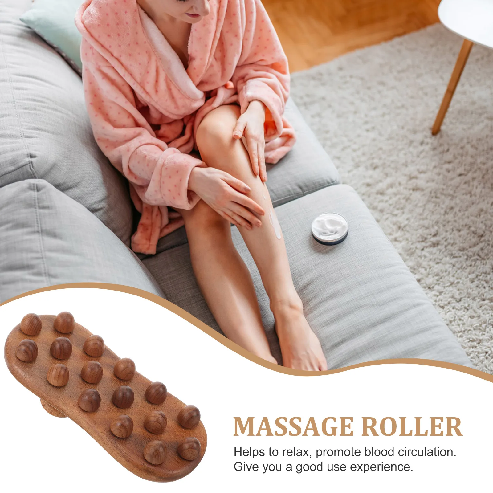 

S Massage Brush 16 Beads Body Meridian Full Massage Tool Roller Neck Shoulder Legs Muscle H held Massager Wooden