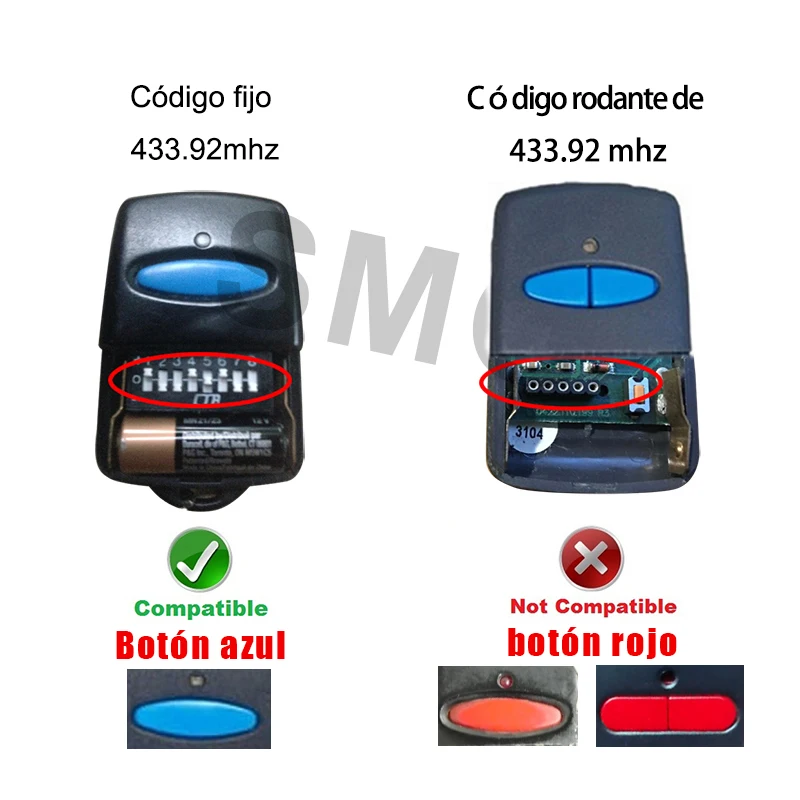 ERREKA LUNA 2 LUNA 3 433.92 MHz Garage Remote Control Duplicator ERREKA RESON 1/2 Fixed Code Command Gate Remote Transmitter