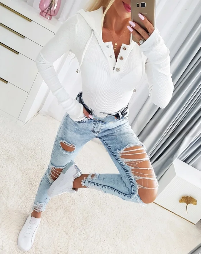 

Women's fashionable hooded long sleeved button up hoodie casual sportswear 2024 autumn new women's clothing in stock