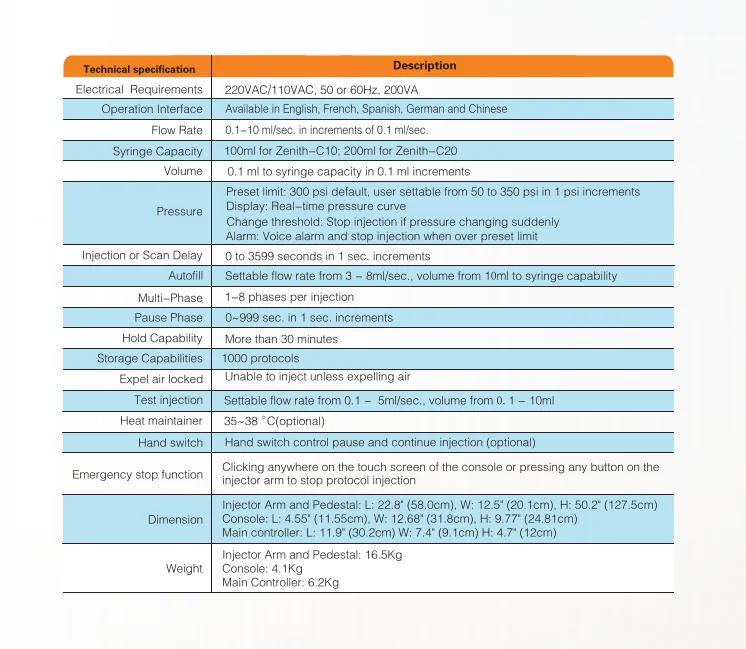 High Quality Single Head CT Injector Suitable For CT Enhanced Scan CT Angiography Compatible With