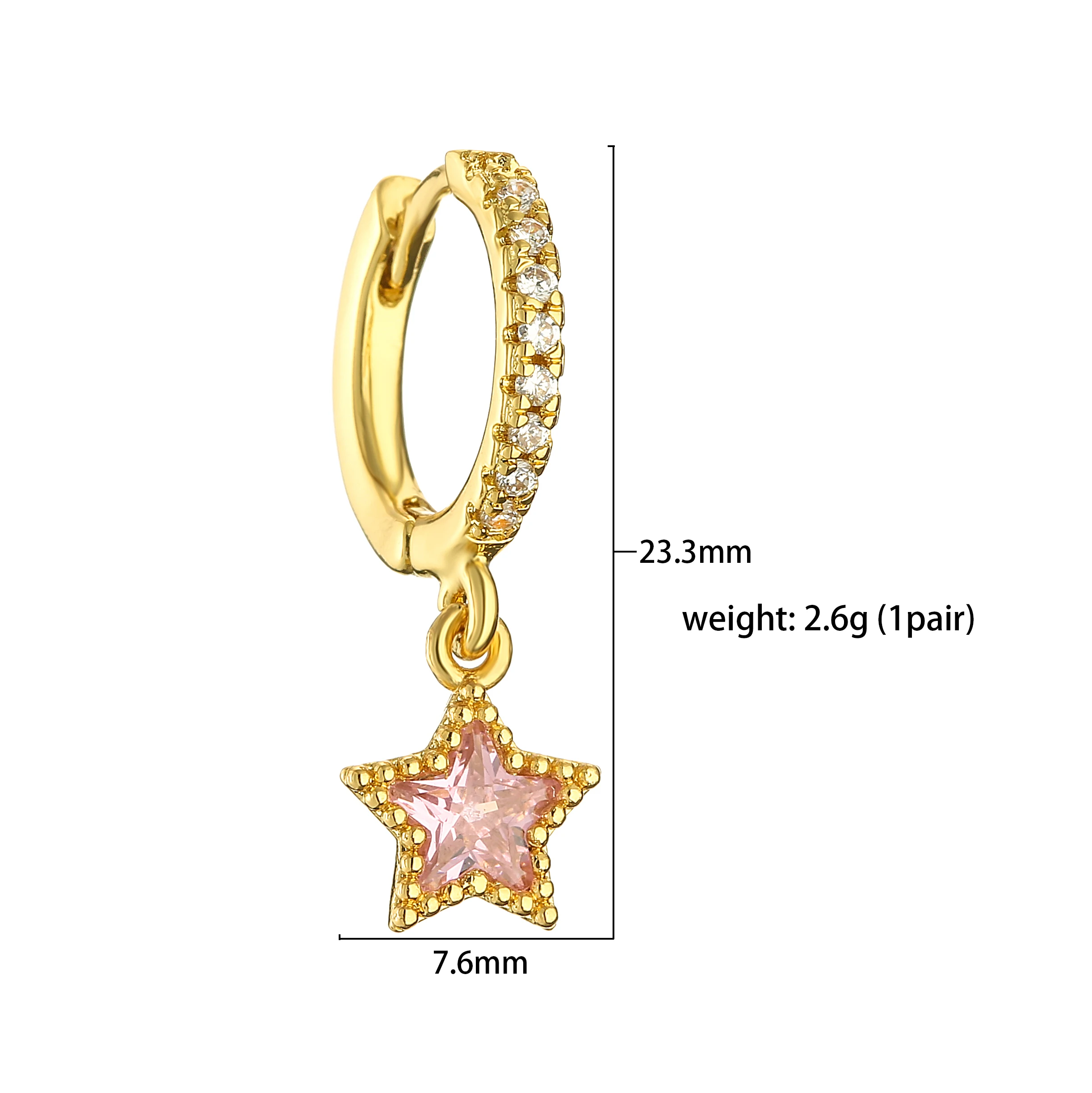 HECHENG, Little Huggies Hoop Earrings For Women Tiny Bear Heart Star Zirconia Pendant Cartilage Earrings Piercing Jewelry