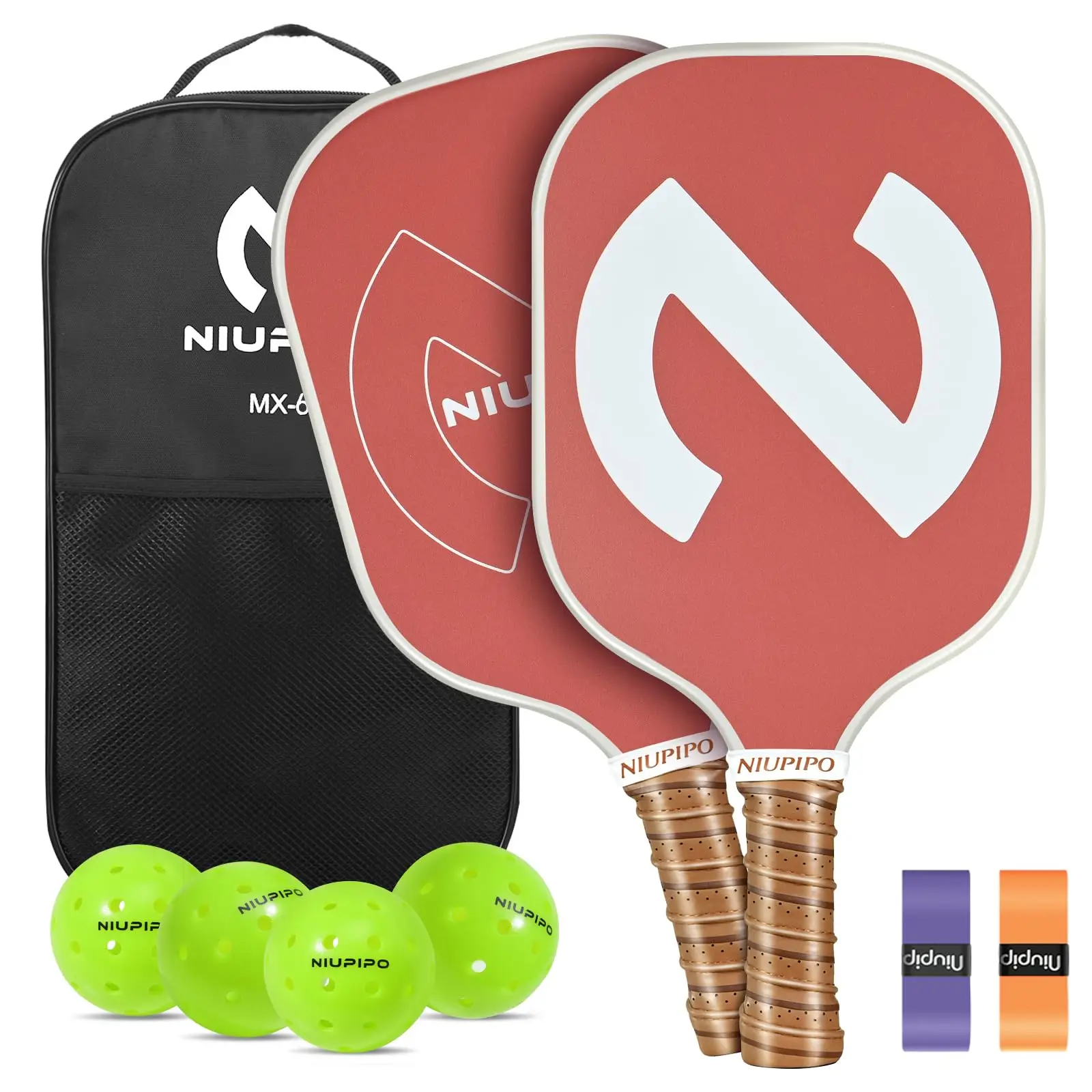 solid-coral-red-pickleball-paddles-set-2-player-kit-with-4-pickleballs-carry-bag-ideal-for-beginners-casual-play