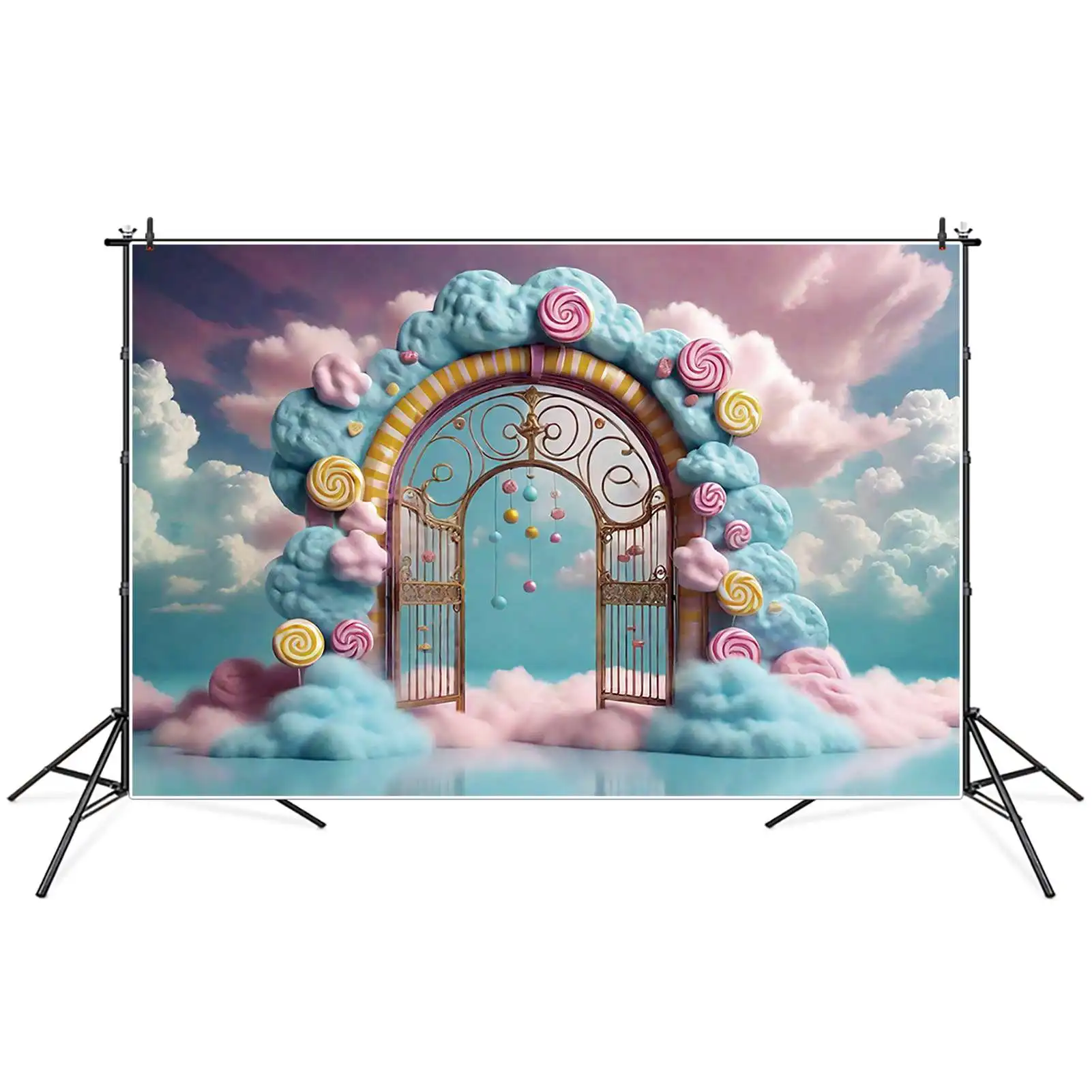 Moon.qg ปราสาทนางฟ้าฉากหลังวันเกิดเด็ก candyland Candy Floss Gate background ที่กำหนดเองตกแต่งงานปาร์ตี้