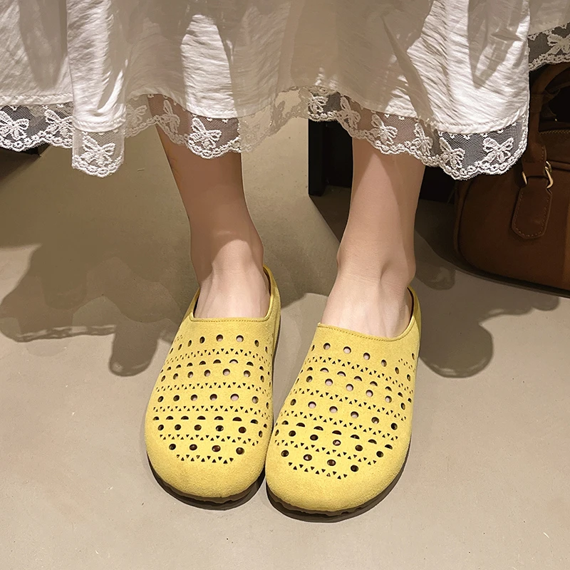 

Summer new retro Boken women's shoes, Korean-style soft-soled toe half-slippers, breathable and comfortable flat women's sandals