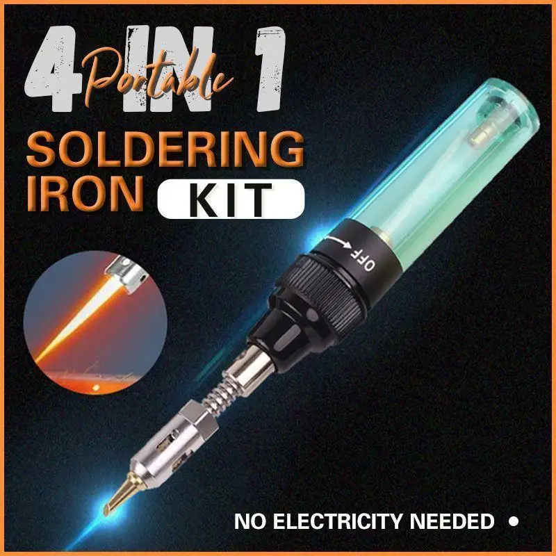 

4 In 1 Portable Soldering Iron Welding Pen Burner Blow Torch Gas Soldering Iron Flame Gun Hot Air Gun Cordless Butane Tip Tool