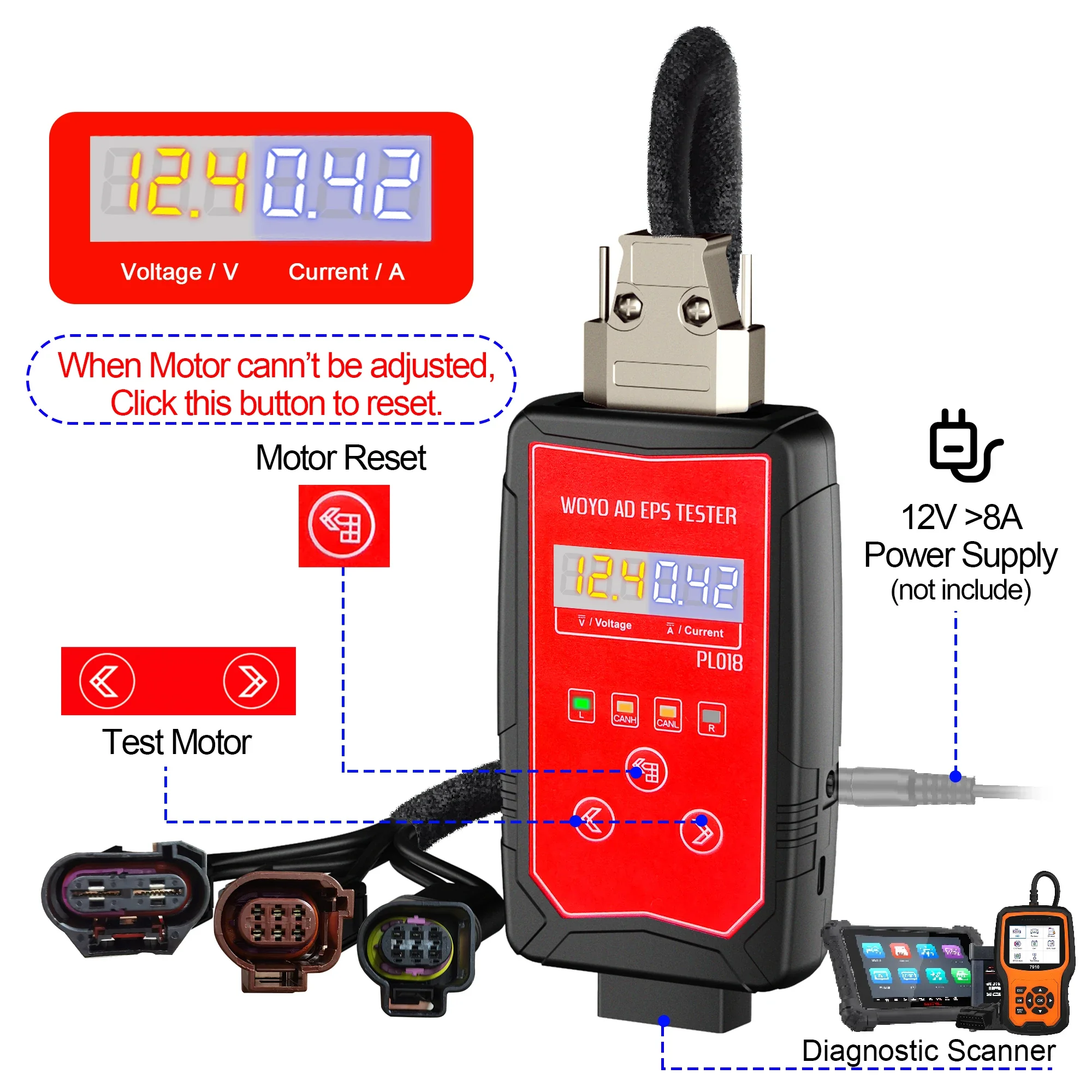 WOYO EPS Test Platform  PL018 For Audi A5 A6 Q5 Q7 Wheel Steering Motor Tester Electric Power Steering Vehicle Diagnostic Tool