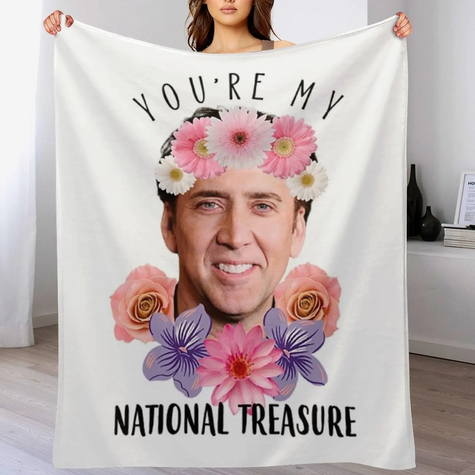 

National Treasure T-ShirtNicolas Cage You're My National Treasure Funny Throw Blanket Travel Size Cozy Blanket for Plane Train