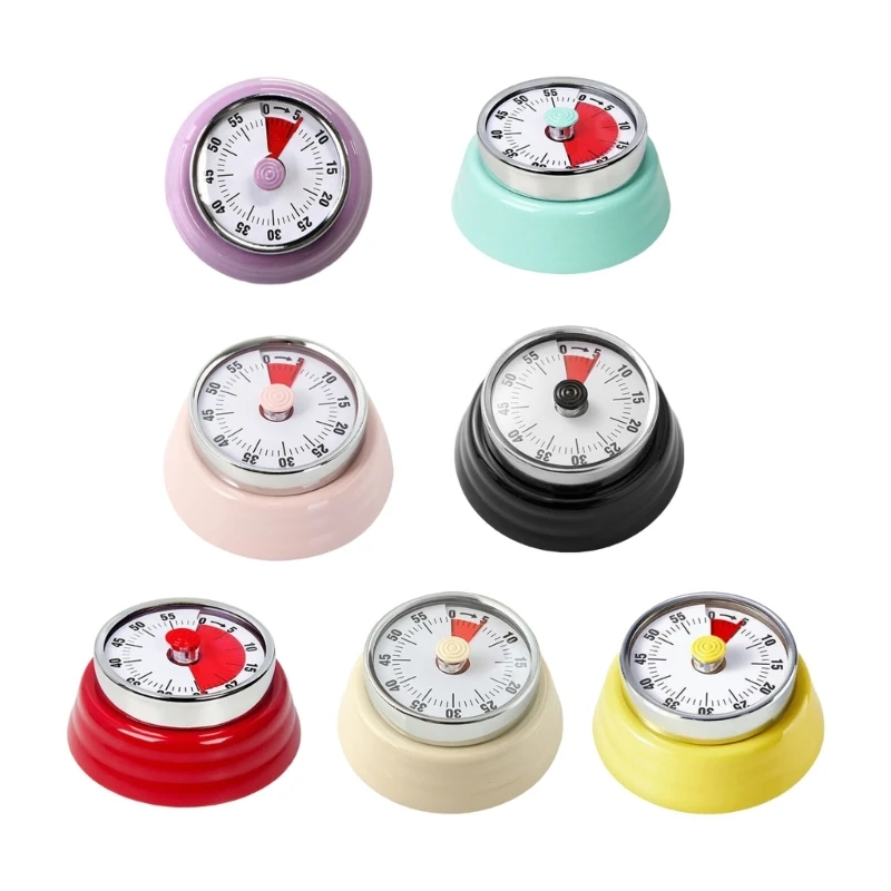  Mechanical Timer With Visual Display Stainless Steel Kitchen Countdown High Precise For Home Baking Cooking No Battery