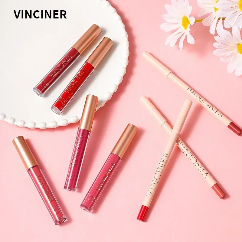 VINCINER 12-Farben-Flüssig-Lippenstift-Lipliner-Set, neutrales, mattes Finish, feuchtigkeitsspendendes, natürliches Halt-Make-up, 12 Stunden, kein Ausbleichen, neuer Lippenstift