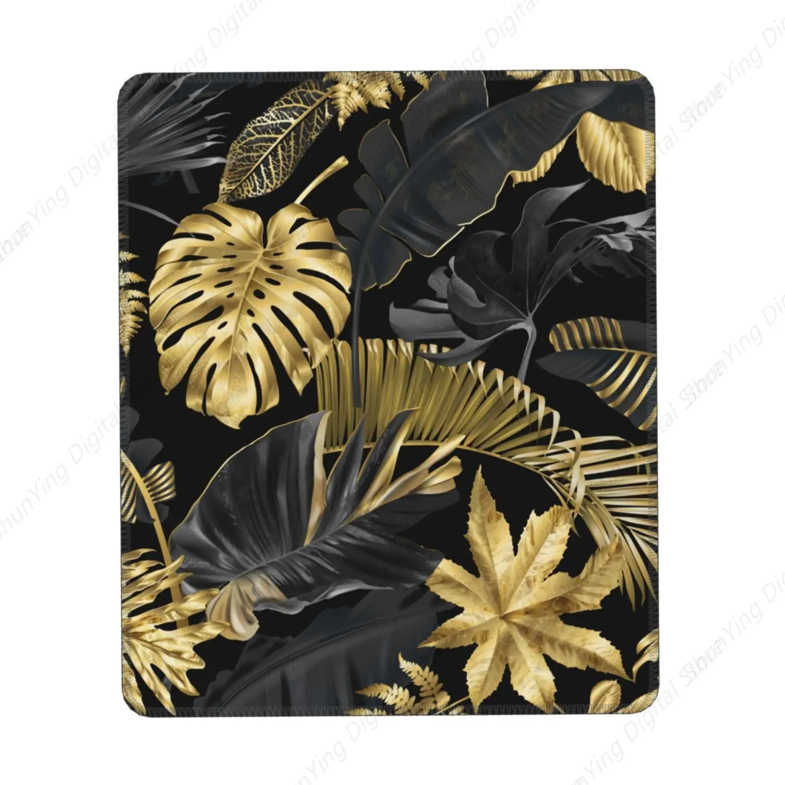 

Tropical Plants Gold Non Slip Rubber Base Mouse Pad Stitched Edge Mouse Pad Gaming Office Home Mouse Pad 25*30cm