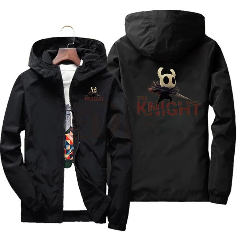 

2025 New Men'S High Quality Hollow Knight Printing Jacket Outdoor Sports Spring Hooded Windproof Fashion Casual Sports Jacket