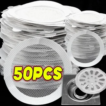5/50PCS Disposable Floor Drain Sticker Anti-blocking Filter Screen Hair Catcher Drain Stopper Cover Kitchen Bathroom Accessories 1