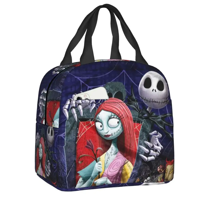 

Custom Halloween Insulated Lunch Bag The Nightmare Before Christmas Portable Thermal Cooler Lunch Box Container Tote Bags