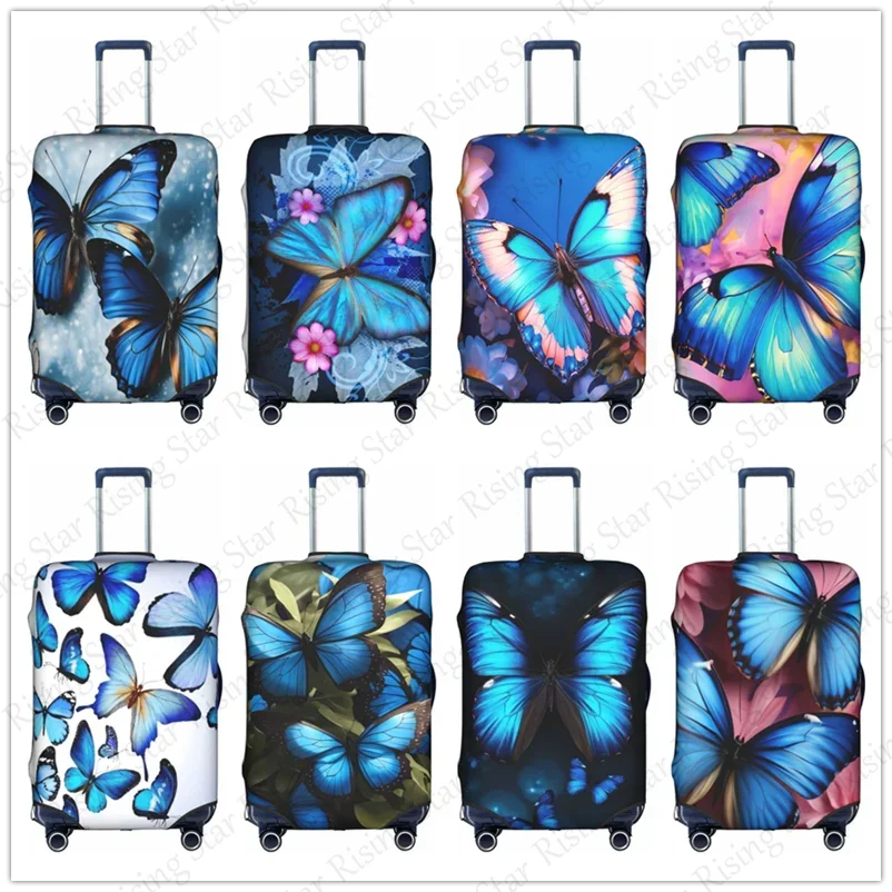 

Thick Elastic Luggage Protective Cover Zipper For 18-32 inch Bag Suitcase Covers Travel Blue butterfly flower Accessories
