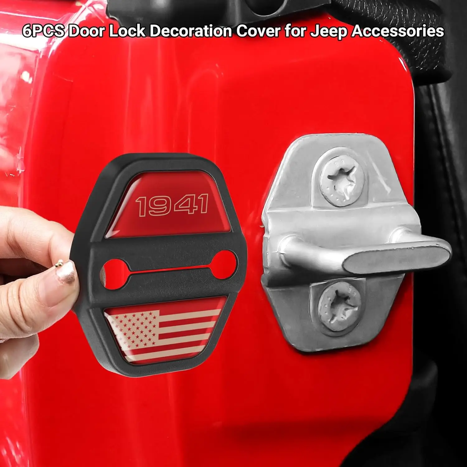 6PCS Door Lock Decoration Cover for 2018-2024 2025 Jeep Wrangler JL JLU 4XE Unlimited Sahara Sports Rubicon 2020-2025 Gladiator